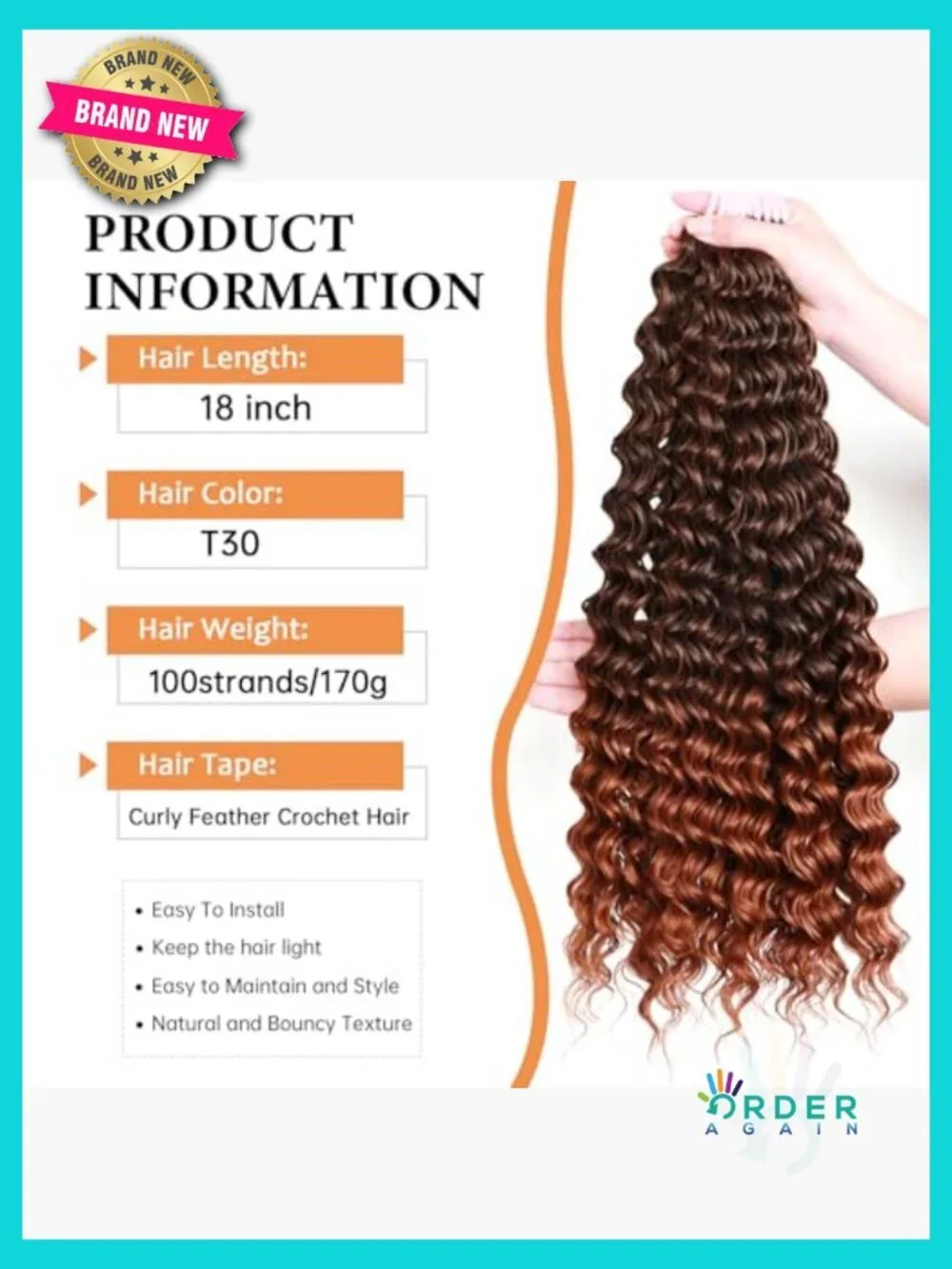 Curly Feather Crochet Hair Extensions Deep Wave Synthetic Pre-Separated